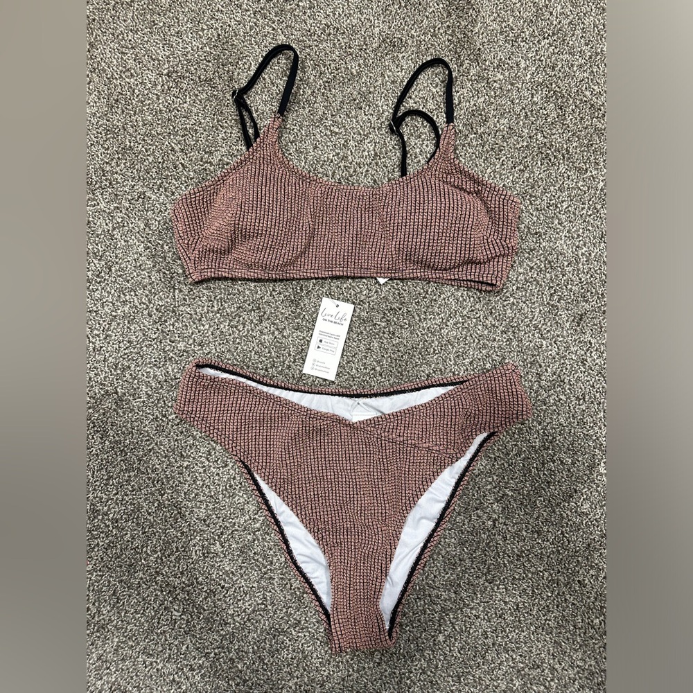 Cupshe - rib mineral wash scoop neck top & hipster bikini